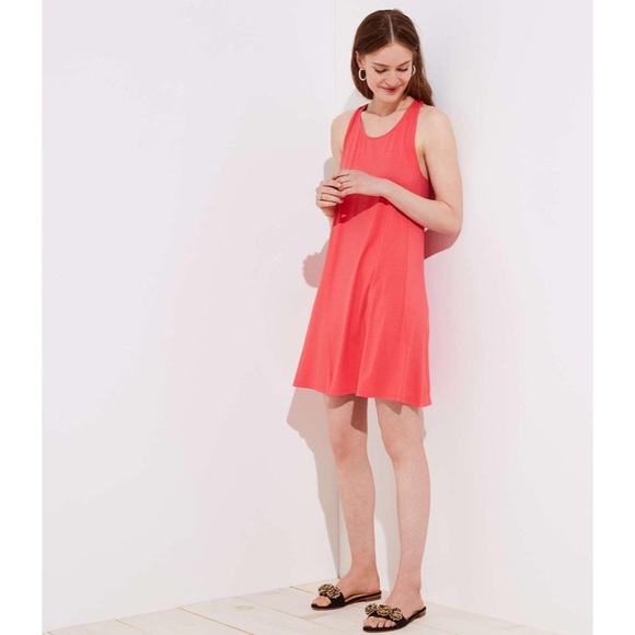 Like new! Loft Knot Back Coral Color Swing Dress - Picture 2 of 12